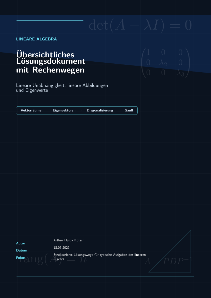 Erste Seite von Lineare Algebra: Lösungsdokument mit Rechenwegen